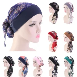 Frauen Gedruckt Beanie Turban Chemo Krebs Kappe Motorhaube Kopf Wrap Schal Moslemisches Hijab Haarausfall Hut Islamischen Turban Chemo Krebs kappe