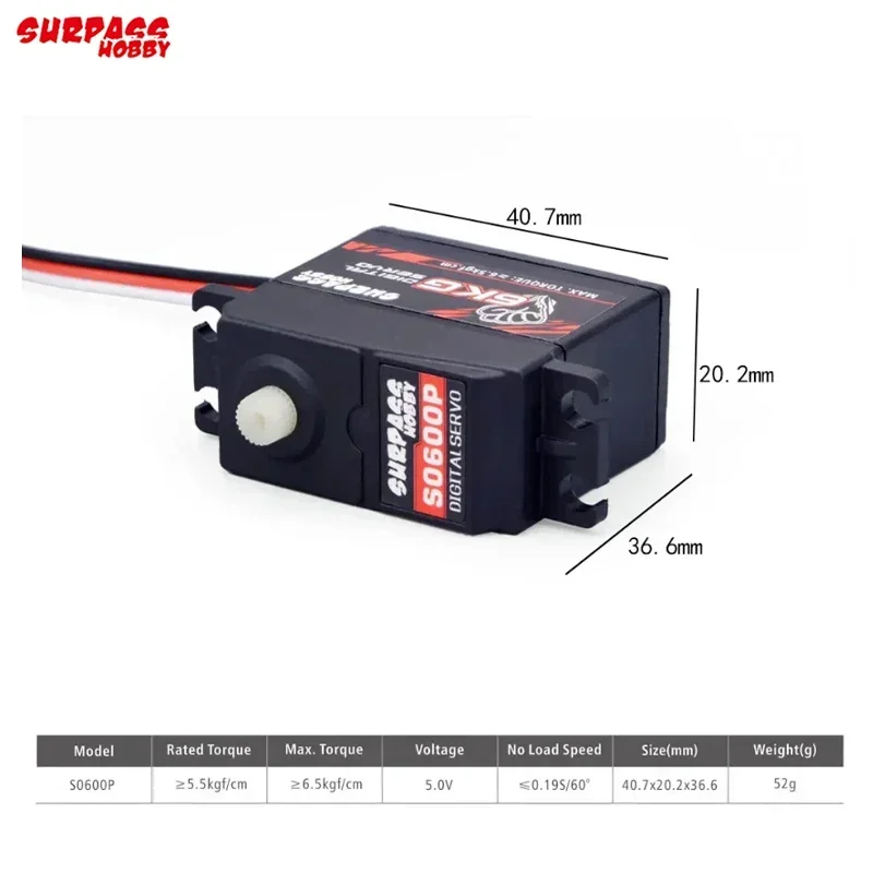 SURPASS Hobby S0600P Plastic Gear 6KG Digital Servo for RC 1/10 1/12 1/14 High-Speed RC Car Aircraft RC Boat Smart Robot