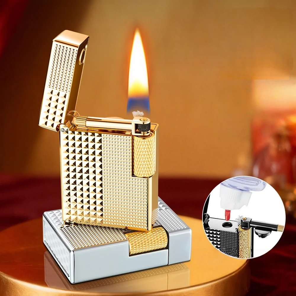 HB-322 Small Square Lighter Creative Grinding Wheel High-end Small Portable Sliding Wheel Open Flame Gift for Boyfriend Metal