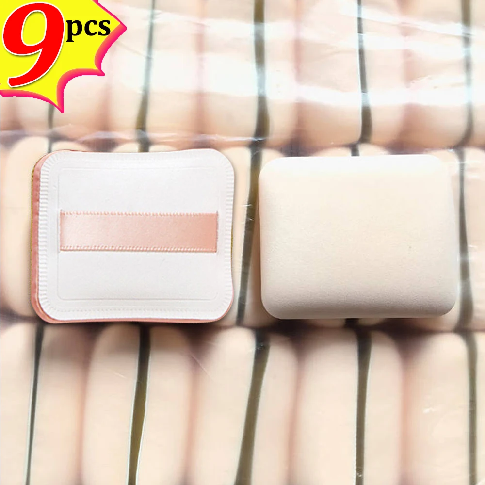 Quadrado e redondo pó de maquiagem, base confortável, seca e úmida, liquidificador de maquiagem, Smooth Cosmetics Sponge Puffs, 1-9Pcs