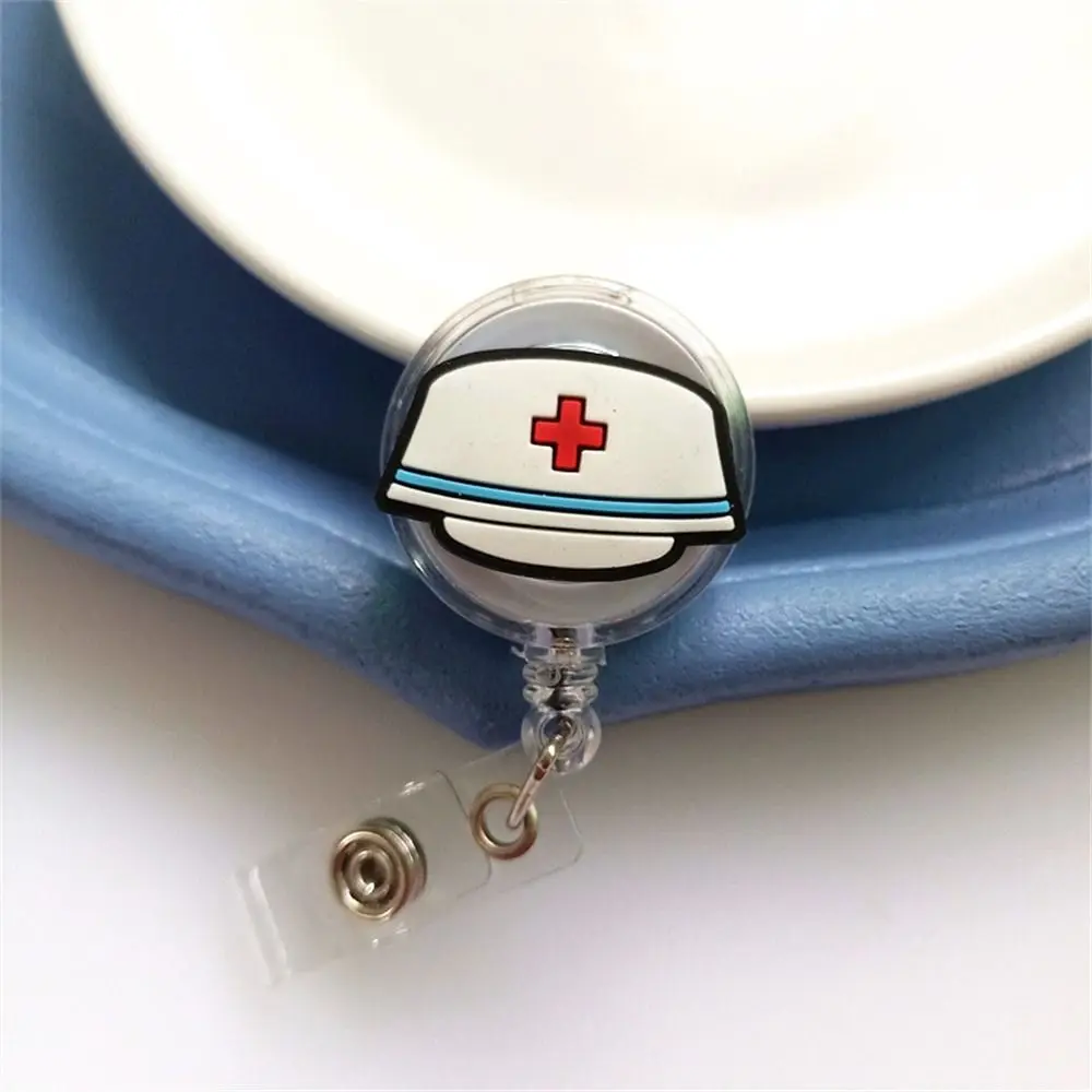 ID Card Holder Nurse Badge Reel Name Tag Chest Card Retractable Badge Holder PVC Work Card Easy Pull Buckle Hospital Use