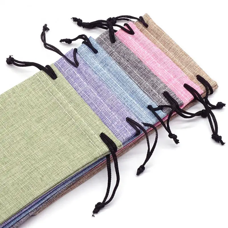 1PC Sunglasses Storage Bag Fashion Linen Dust Proof Drawstring Pouch Solid Color Portable Pocket Spectacles Case Eyeglasses Bag