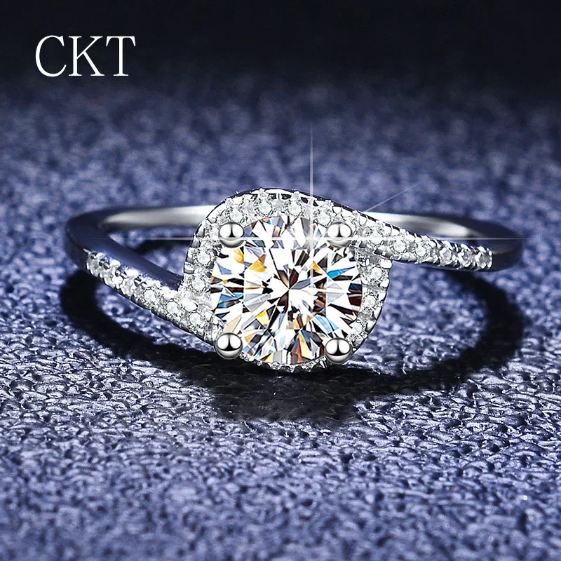 

18k White Gold Real PT950 Platinum Rings Excellent Round Cut 1 Carat Diamond Moissanite Rings Women Wedding Band Fine Jewelry