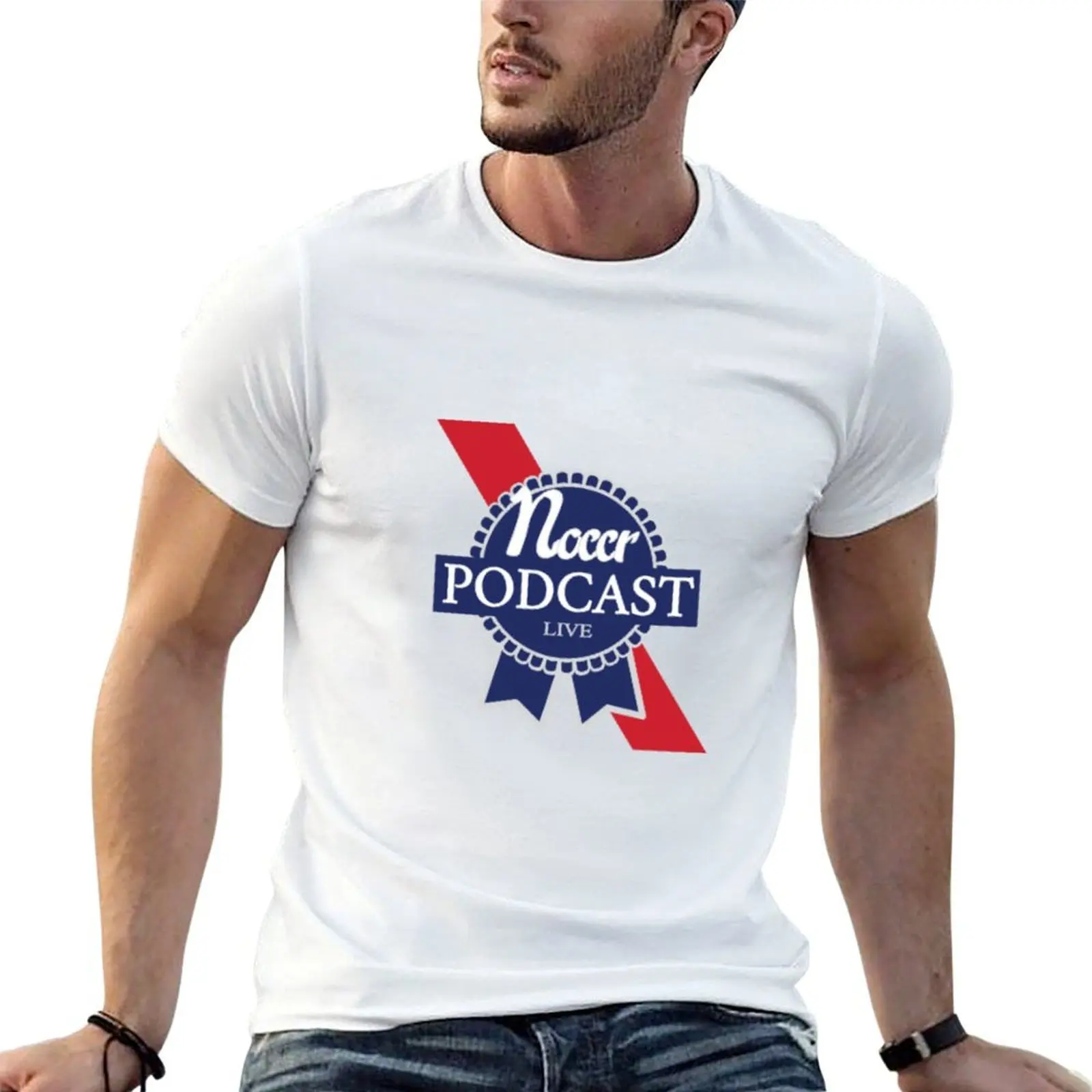 Blue Ribbon Podcast T-Shirt Funny t-shirts sports fans outfits for men