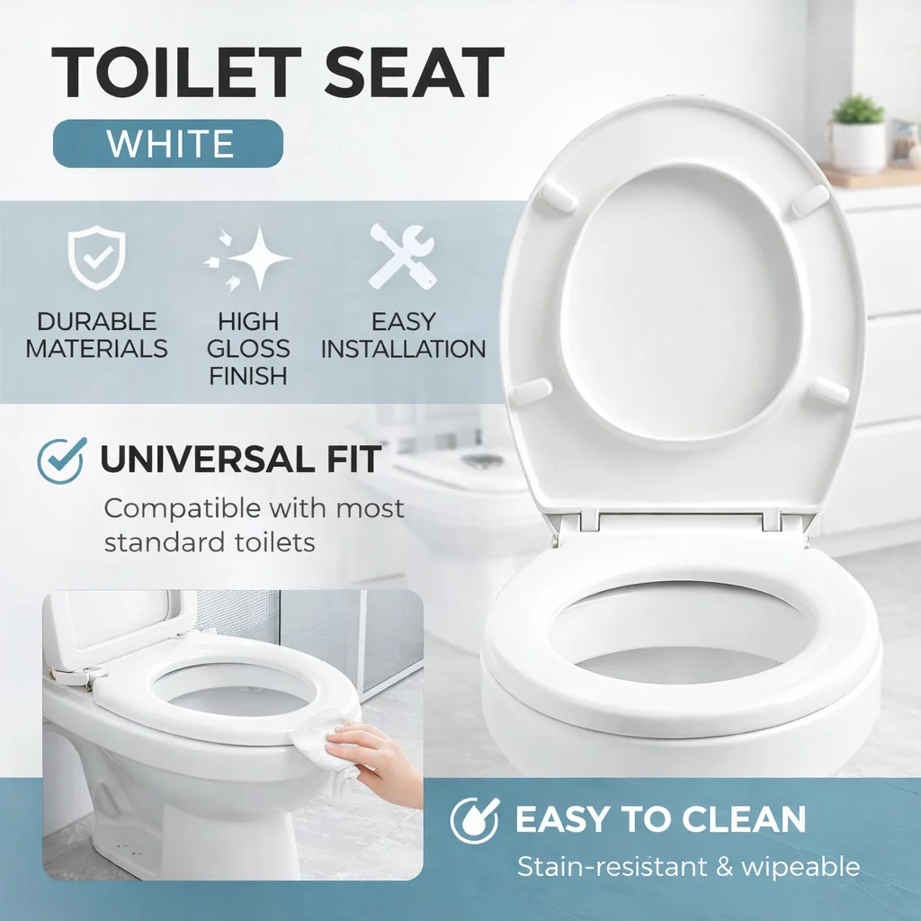 

Silent Operation Toilet Seat, Slow Close Design, Stain Resistant Surface for All Bathroom Types