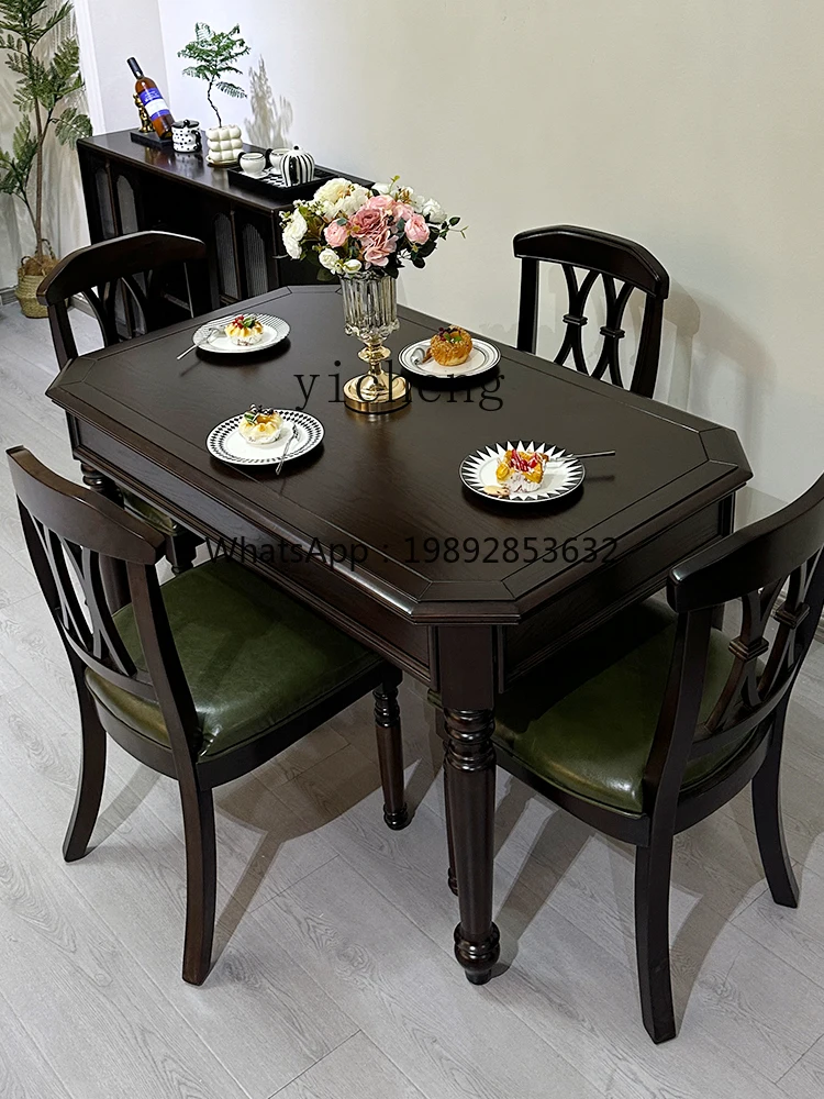 YY American-style Solid Wood Dining Table and Chair Set Rectangular Dining Table for Home Use Simple Design