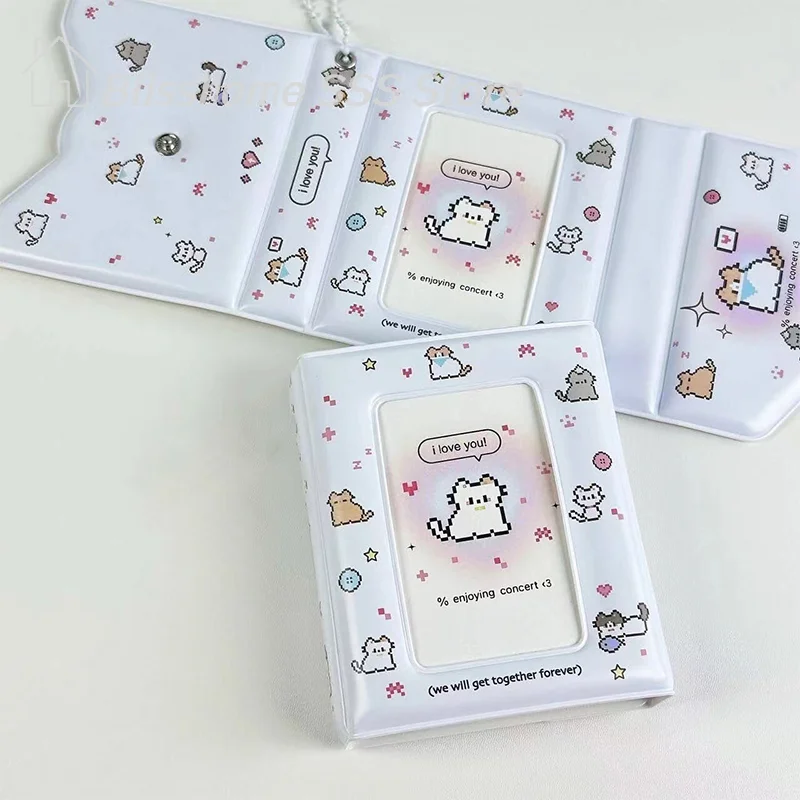 【S】3 inch Mini Kpop Album Cute Name Card Book Card Binder Photo Album with 20 Pockets (40 Slot）Small Card Booklet Photo