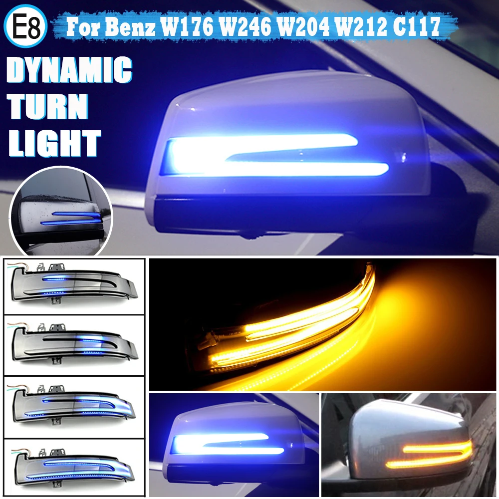 Car Blue Yellow Dynamic LED Rearview Mirror Indicator Light For Mercedes Benz W176 W246 W212 W204 CLA C117 GLA GLK W221 CLS W218