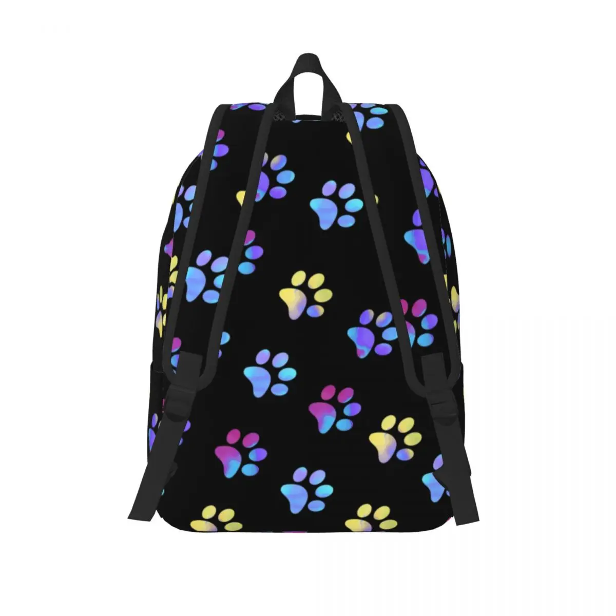 Ransel Kanvas Cetakan Kaki Galaksi Biru Kuning untuk Wanita Pria Tas Buku Cetak Tas Hewan Peliharaan Anak Anjing Cantik Sekolah Perguruan Tinggi Tahan Air