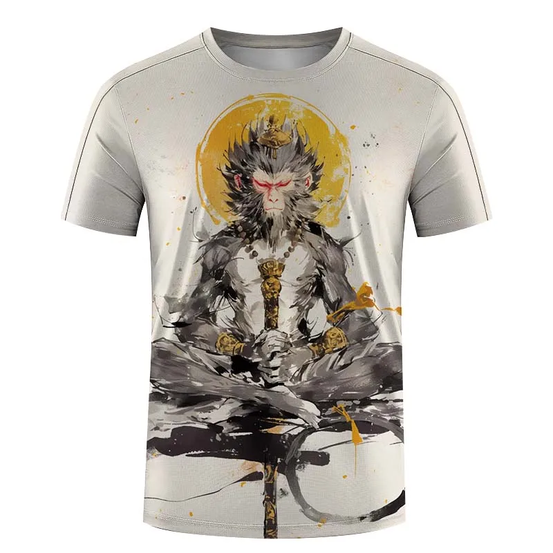 

Men's T-Shirt Nezha Wukong Pattern 3D Print Tops Tees Summer Fashion Women Streetwear Oversized Unisex tshirt Men Clothes