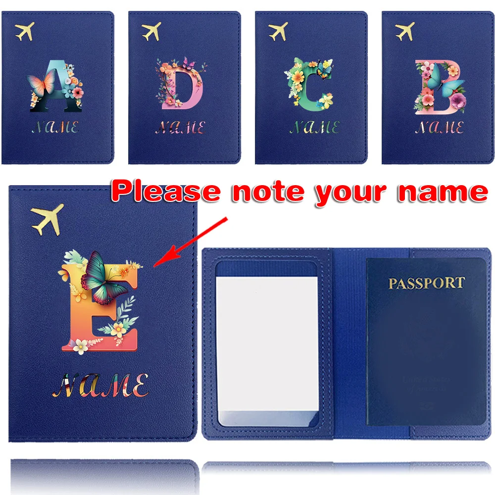 

Персонализированный чехол для паспорта из ПУ с именем, обложка для паспорта, защитный чехол для банковских карт, деловой футляр, с возможностью нанесения имени и букв своими руками