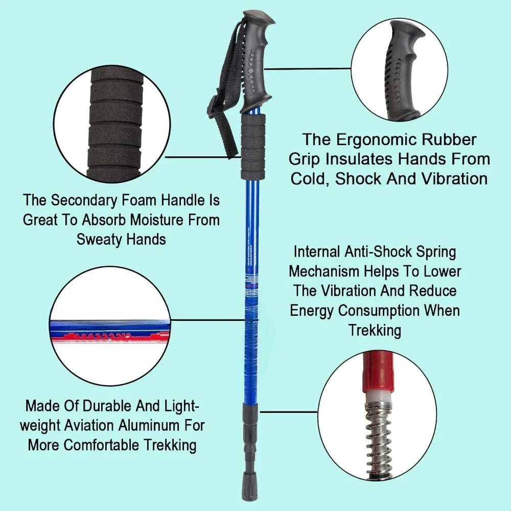 Hiking Trekking Poles, 2 Pack Collapsible,Lightweight, Anti Shock, Hiking or Walking Sticks,Adjustable Hiking Pole