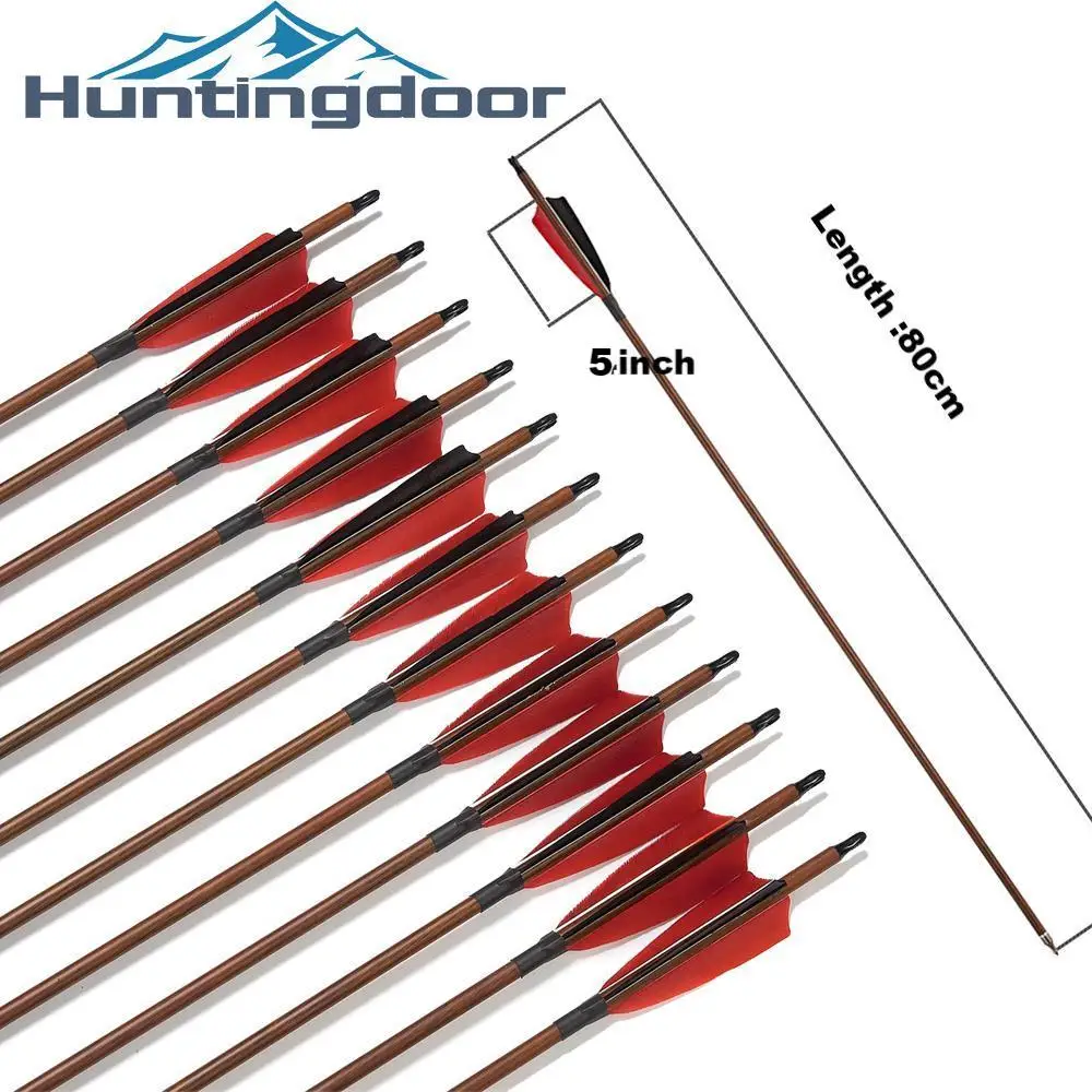 Toparchery-flecha de madera de plumas auténticas de 31,5 pulgadas, 6/12/24 Uds., para arco compuesto/Recurvo/tradicional, accesorios de tiro al aire libre