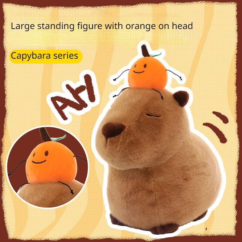 

MINISO Capybara 7 Series Sitting Headgear Plush Doll Orange Head Creative Brown Children Toy Cute Birthday Gift Home Decoration