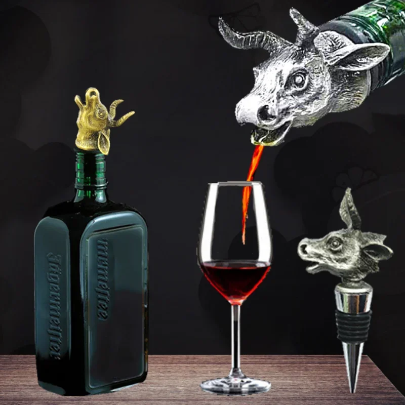 New Style Creative Cow Head Pour Spouts Exquisite Animal Wine Mouth Wine Bottle Keep Fresh Stopper Cap Holiday Birthday Gift