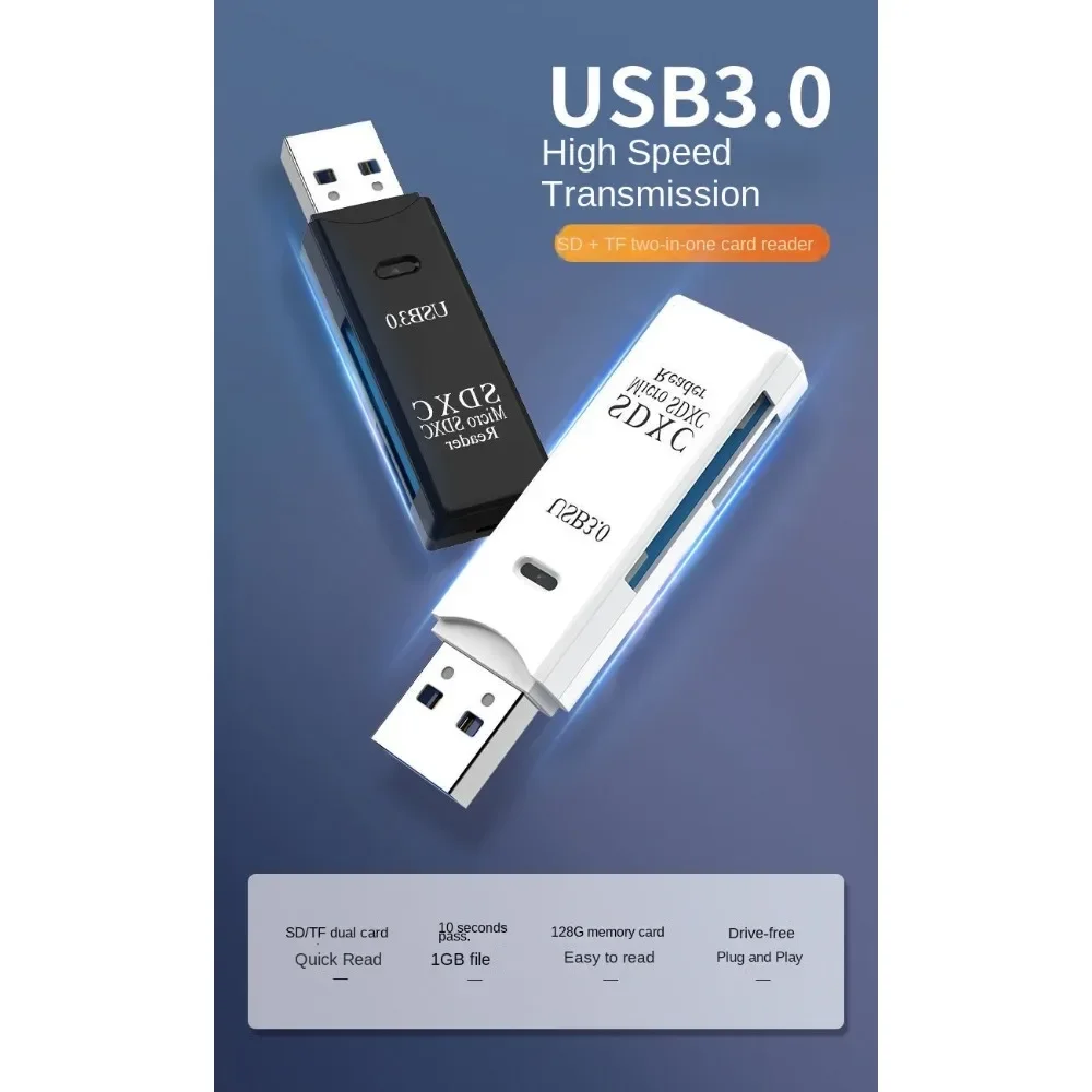 

Многофункциональное высокоскоростное устройство чтения карт USB 3.0/2.0 2-в-1 с поддержкой TF + SD Компьютер Планшет Камера Ноутбук Автомобильный монтаж