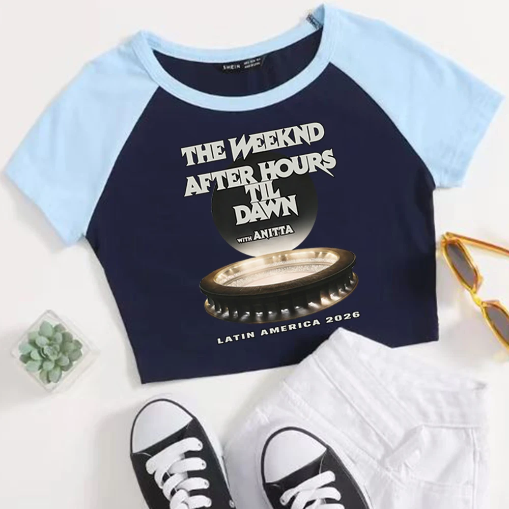 THE WEEKND After Hours Til Dawn Latin American 2026 Crop Tops T-Shirt Girls Fashion Women O-Neck Short Sleeve