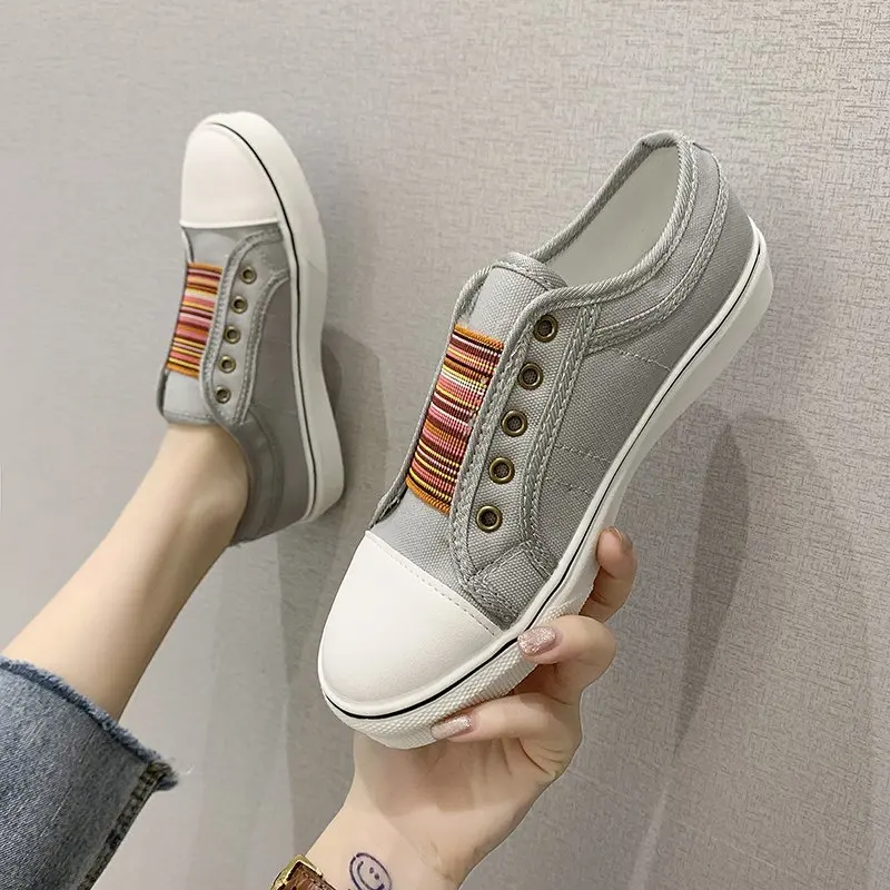 2024  Low-cut Trainers Canvas Flat Shoes Women Casual Vulcanize Shoes New Women Summer Autumn Sneakers Ladies  Sneakers Women