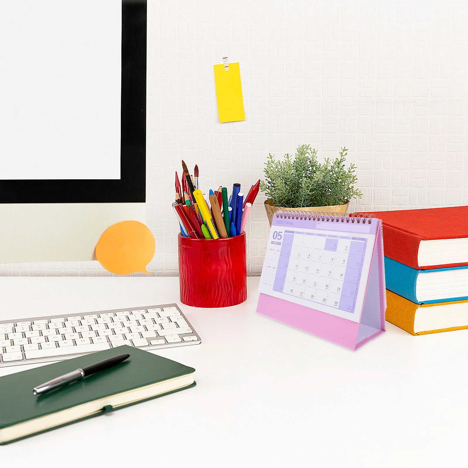 2025 Mini Desk Calendar Compact Bleed Resistant 360 Degree Rotation Dual Wire Binding Home Office School