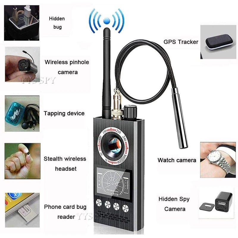 Professional Anti Spy Wireless RF Signal Detector Bug GSM GPS Tracker Hidden Camera Eavesdropping Device Military Version