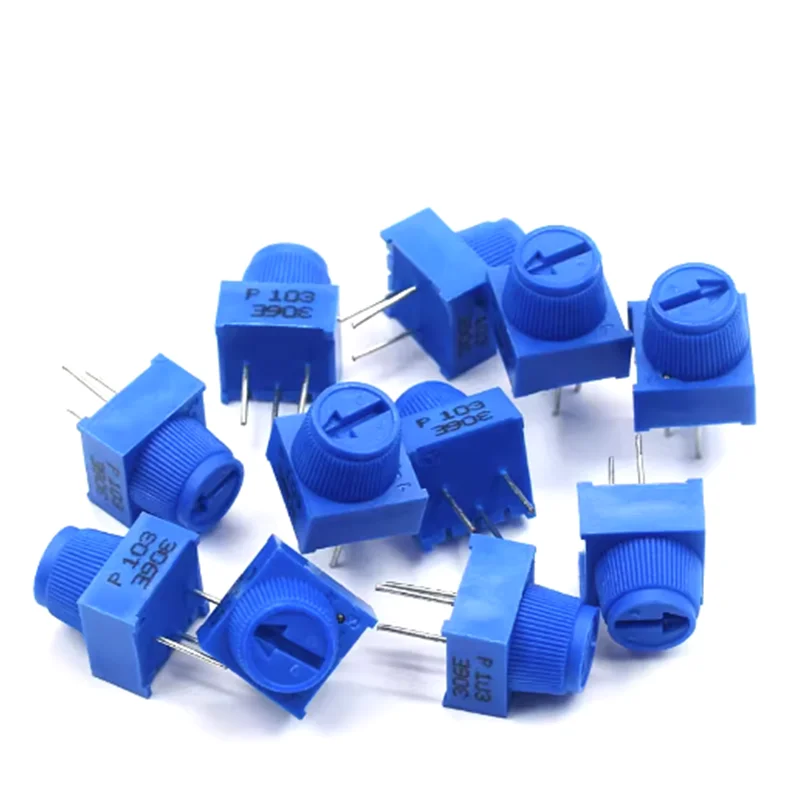 5PCS 3386P 3386P-1-103 10K 1k 2k 5k 10k 20k 50K 100K 200K 500K 1M hrough Hole Trimmer Potentiometer Cermet 1 Turn Top Adjustment