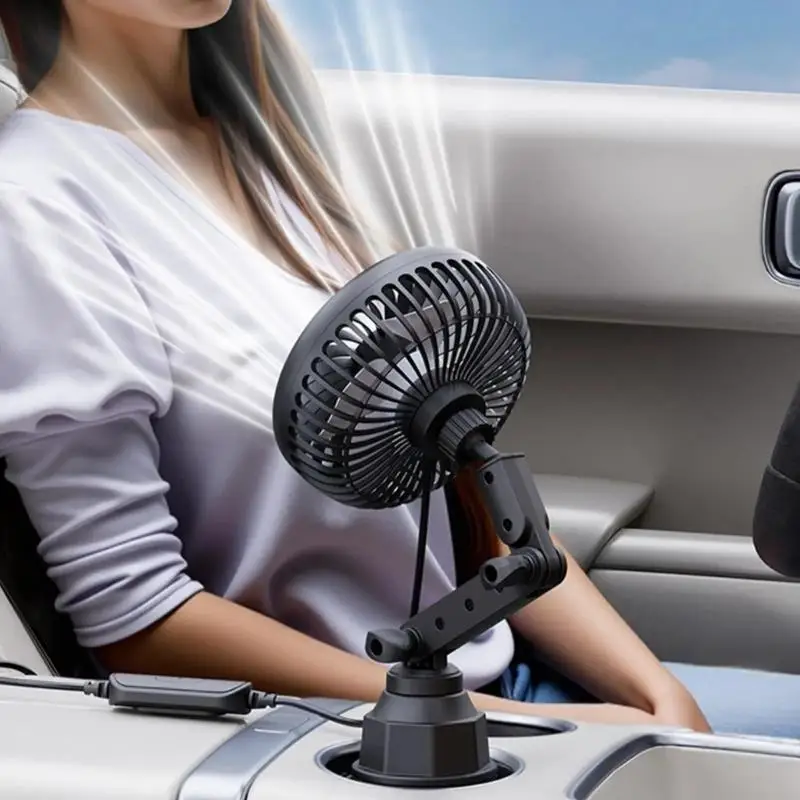 Portable Car Cup Holder Extender With 360 Degree Rotatable 5V USB Powered Fan 83CF