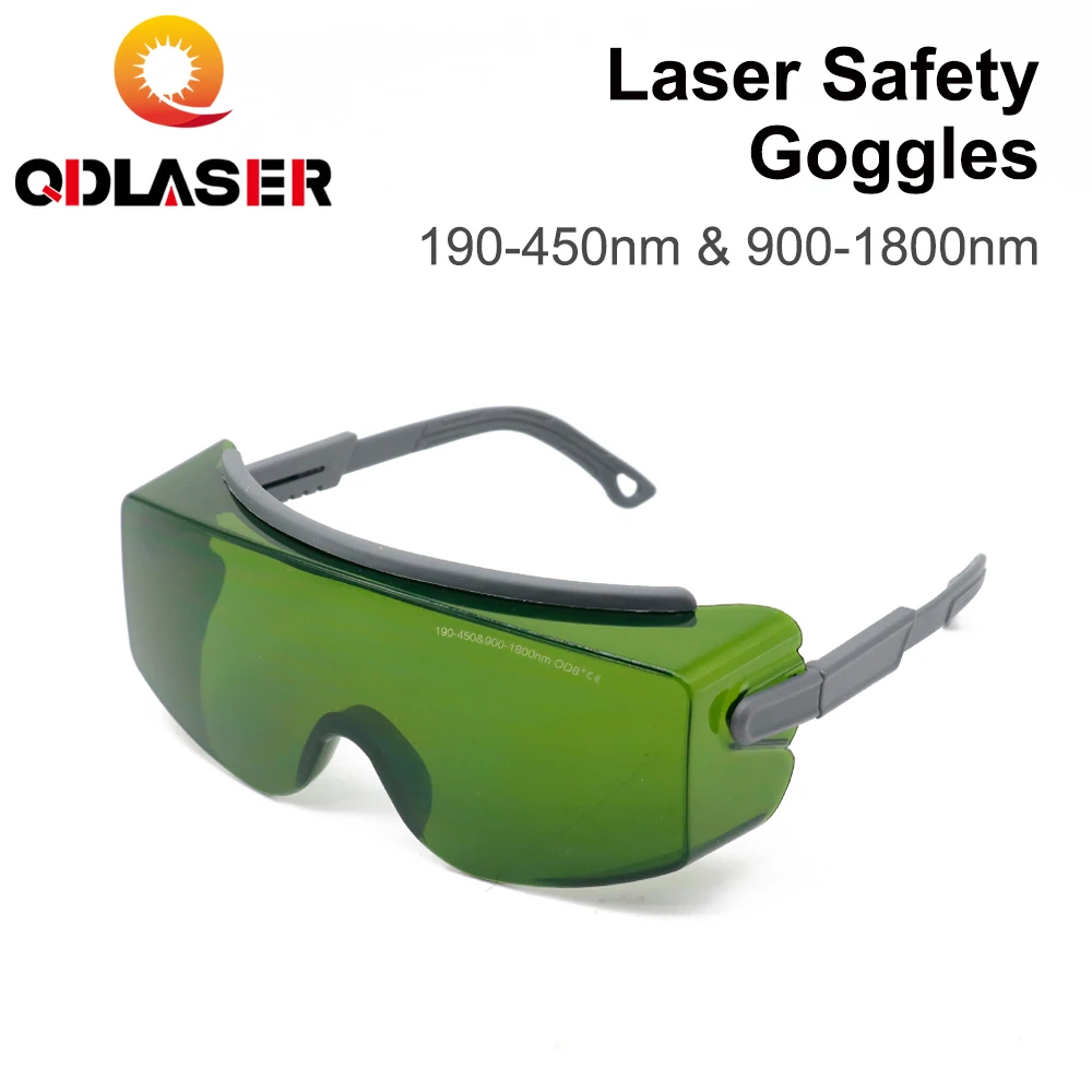 QDLASER แว่นตาป้องกันเลเซอร์แว่นตานิรภัย 190-450nm และ 900-1800nm OD8 + CE สําหรับไฟเบอร์เลเซอร์เครื่องหมายและตัด