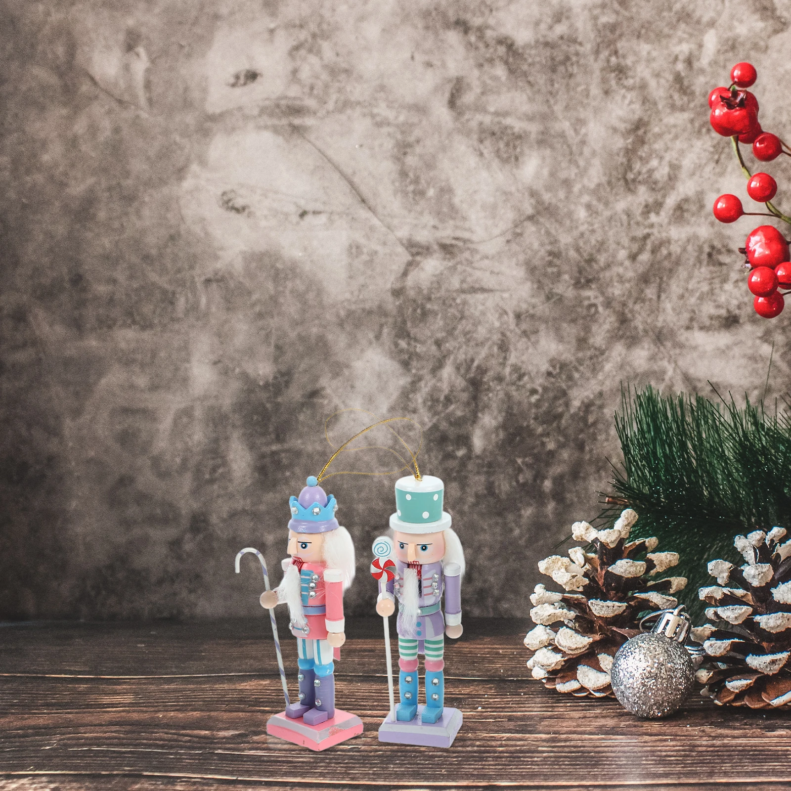 

4pcs Wooden Ornaments Christmas Decor Traditional Nutcracker Soldier Xmas Table Decoration Desktop Woodcraft Figure Unique