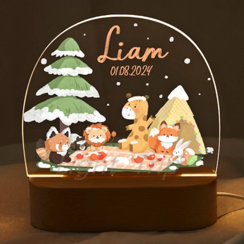 3d acrílico luz noturna, coelho, veado, colorido, luminoso, para festa de aniversário, decorativo, para quarto de crianças, material para casa