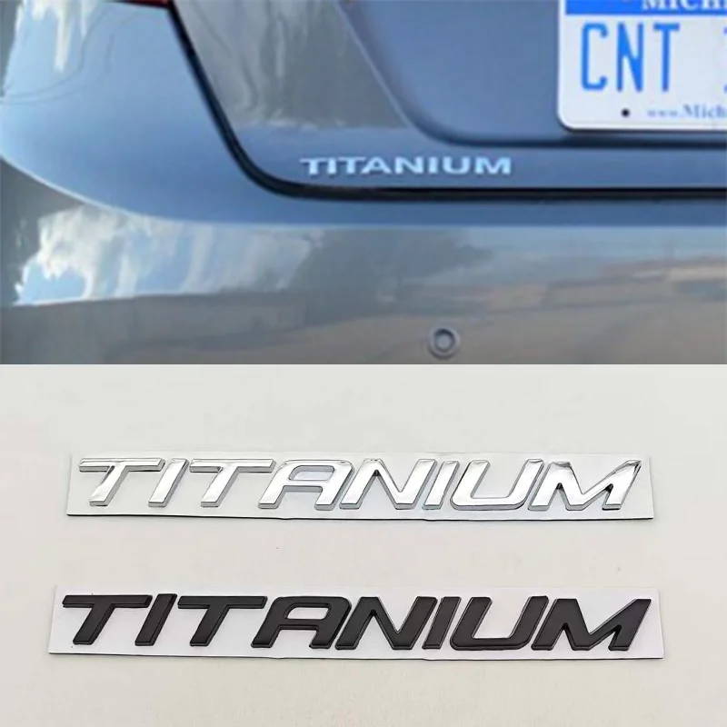 1pc Chrome Black Car Sticker Logo TITANIUM Rear Boot Badge Emblem For Ford Ecosport Fiesta Focus Mondeo Edge Escape Kuga Galaxy