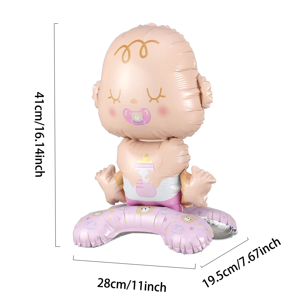 Self-Standing Baby Helium Balloon 3D Inflatable Boy Girl Foil Globos Gender Reveal Baby Shower Birthday Party Supplies Kids Toys