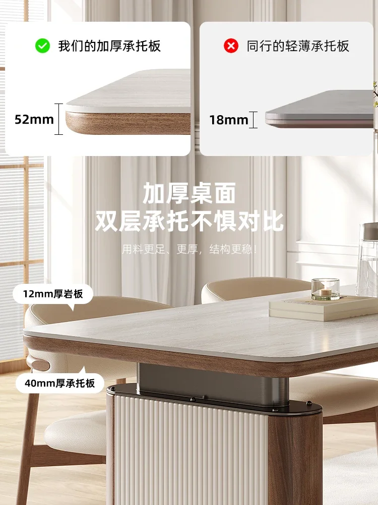 Medium Antique Light Luxury Rock Slab Dining Table Chair Set For Small Apartment Home Restaurant