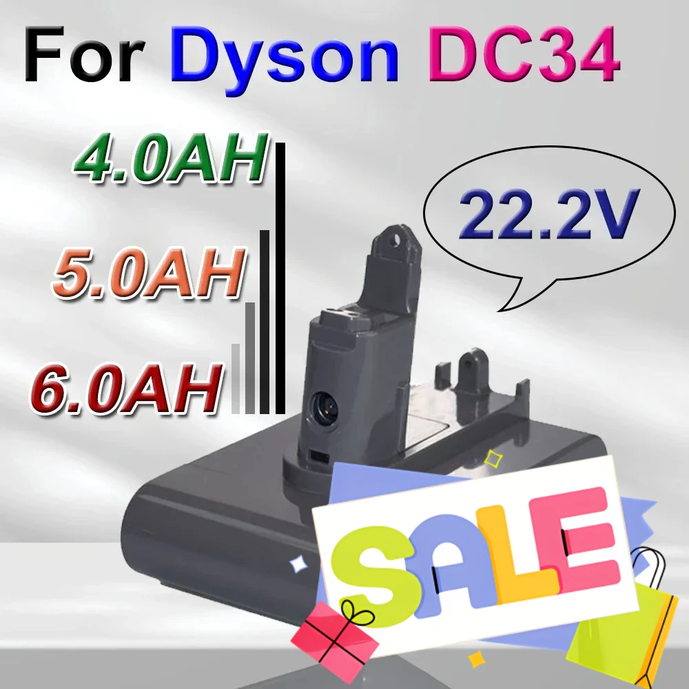 

DC34 Type-B Battery 22.2V 6000mAh Li-ion Vacuum Battery for Dyson DC35 DC45 DC31B DC34 DC44 Animal DC56 DC57 (Only Fit Type B)