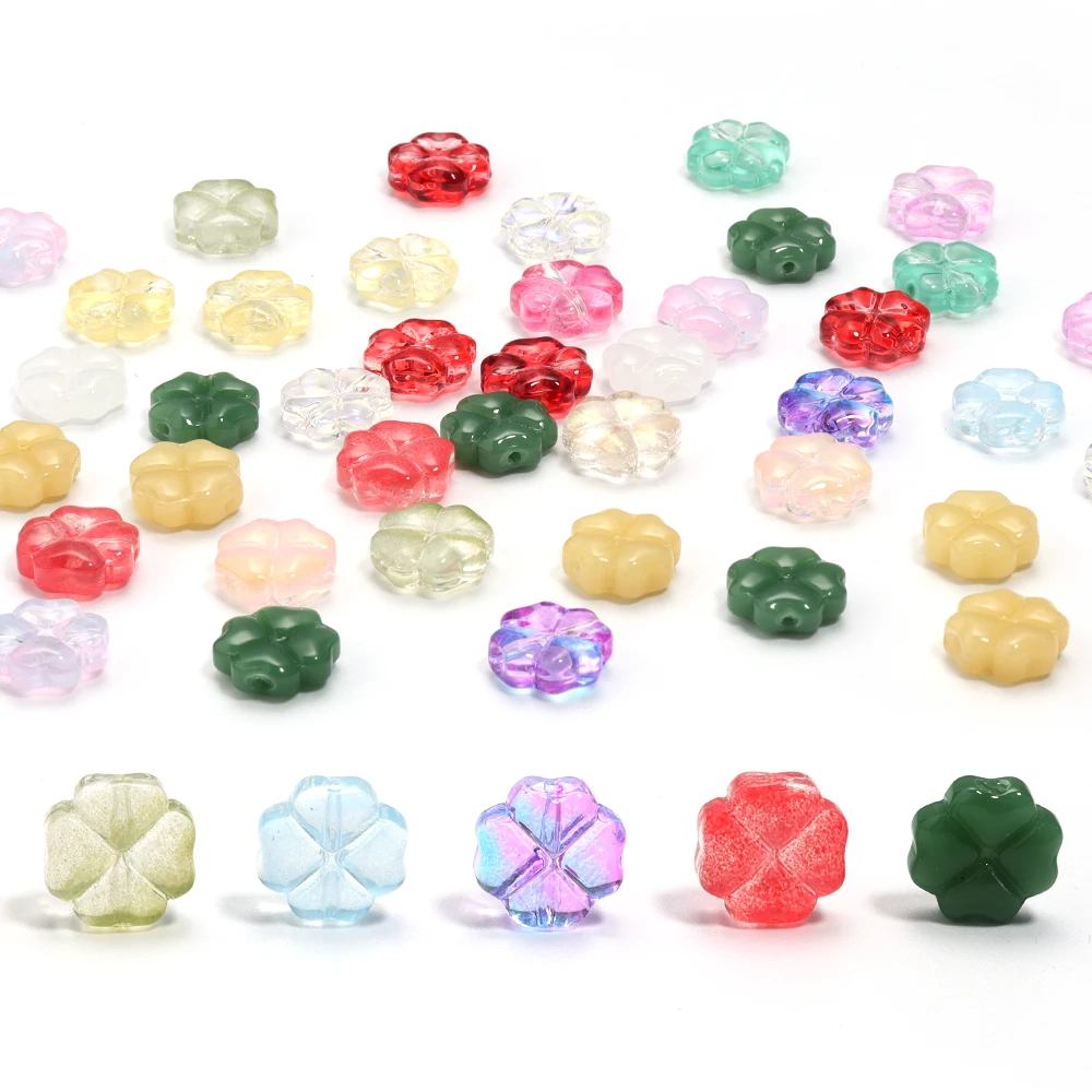 20/50pcs/Lot 10mm Colored Four-leaf Clover Shape Beads for Jewelry Making Loose Spacer Glass Beads DIY Bracelet Necklace image 5