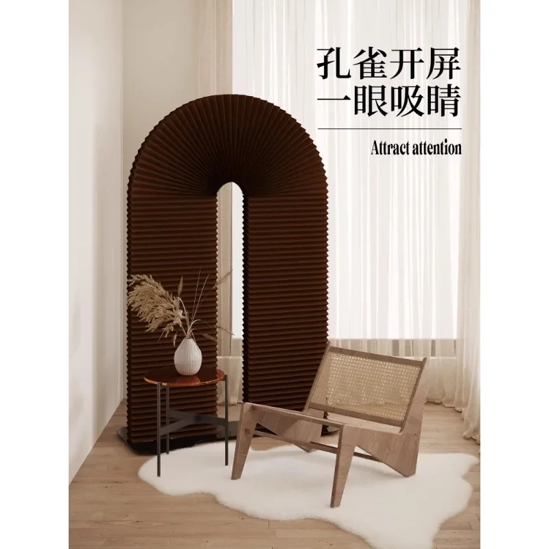 Office partition wrought iron screen partition fence living room foyer entrance decoration simple mobile kraft paper barrier