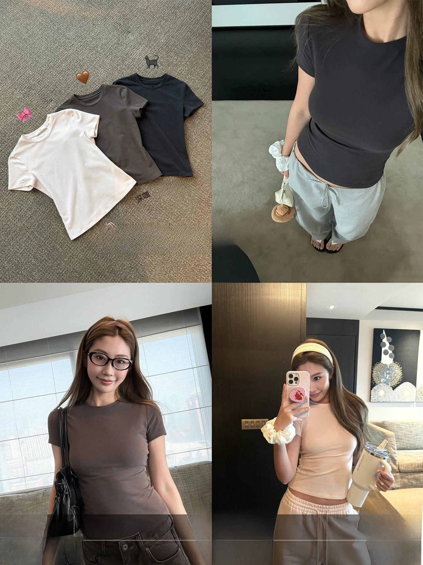 

4PRIL Slim Fit Elastic T-Shirt Short Sleeve round Neck Cotton Blend Stretchy Top for Women Summer Casual Wear Chinese Brand
