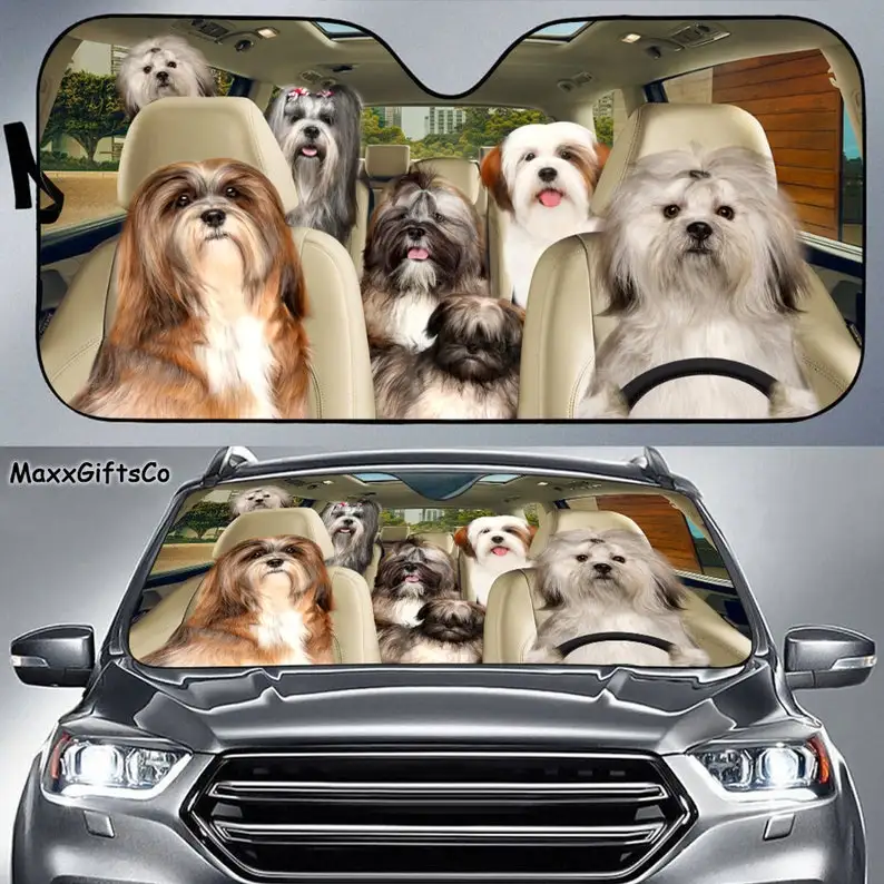 

Lhasa Apso Car Sun Shade, Lhasa Apso Windshield, Dogs Family Sunshade, Dog Car Accessories, Car Decoration, Gift For Dad, Mom