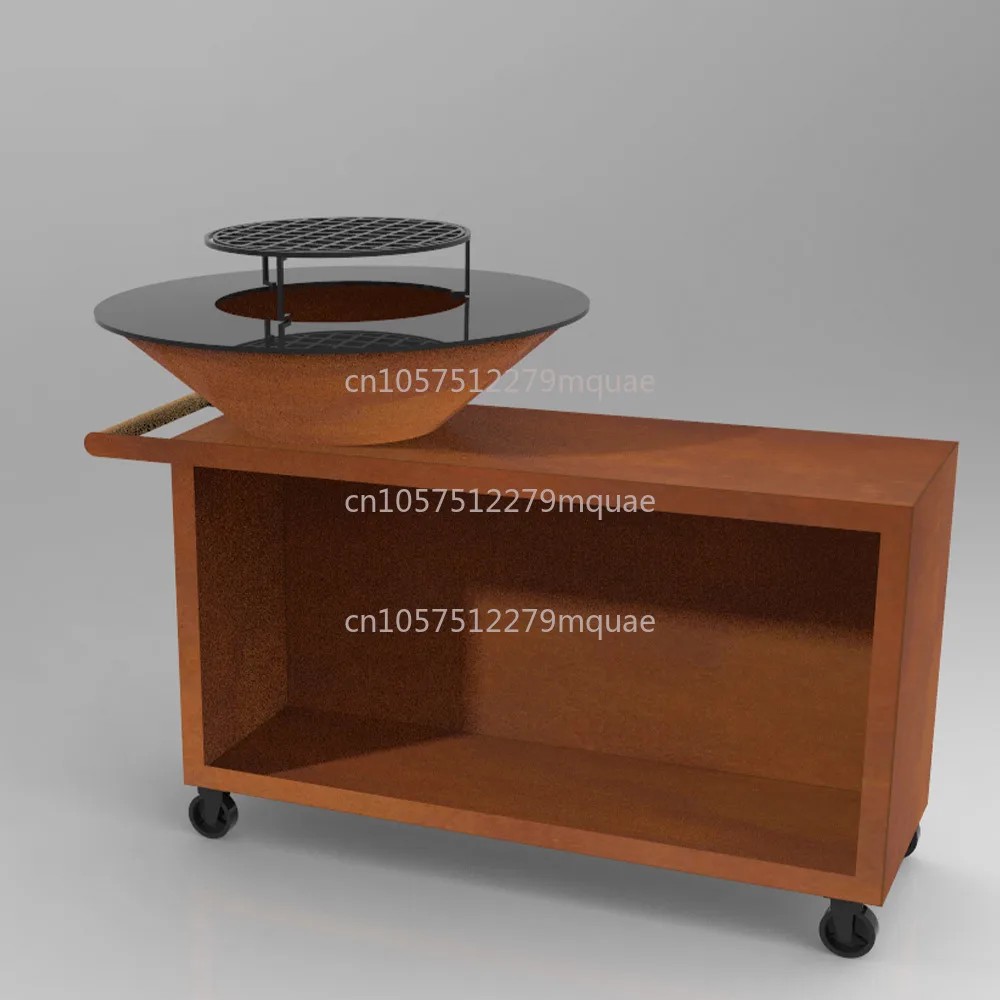 

High Quality Outdoor Garden Corten Steel Party Commercial Barbeque Charcoal Wood Stove Oven Bbq Grill Plates Set