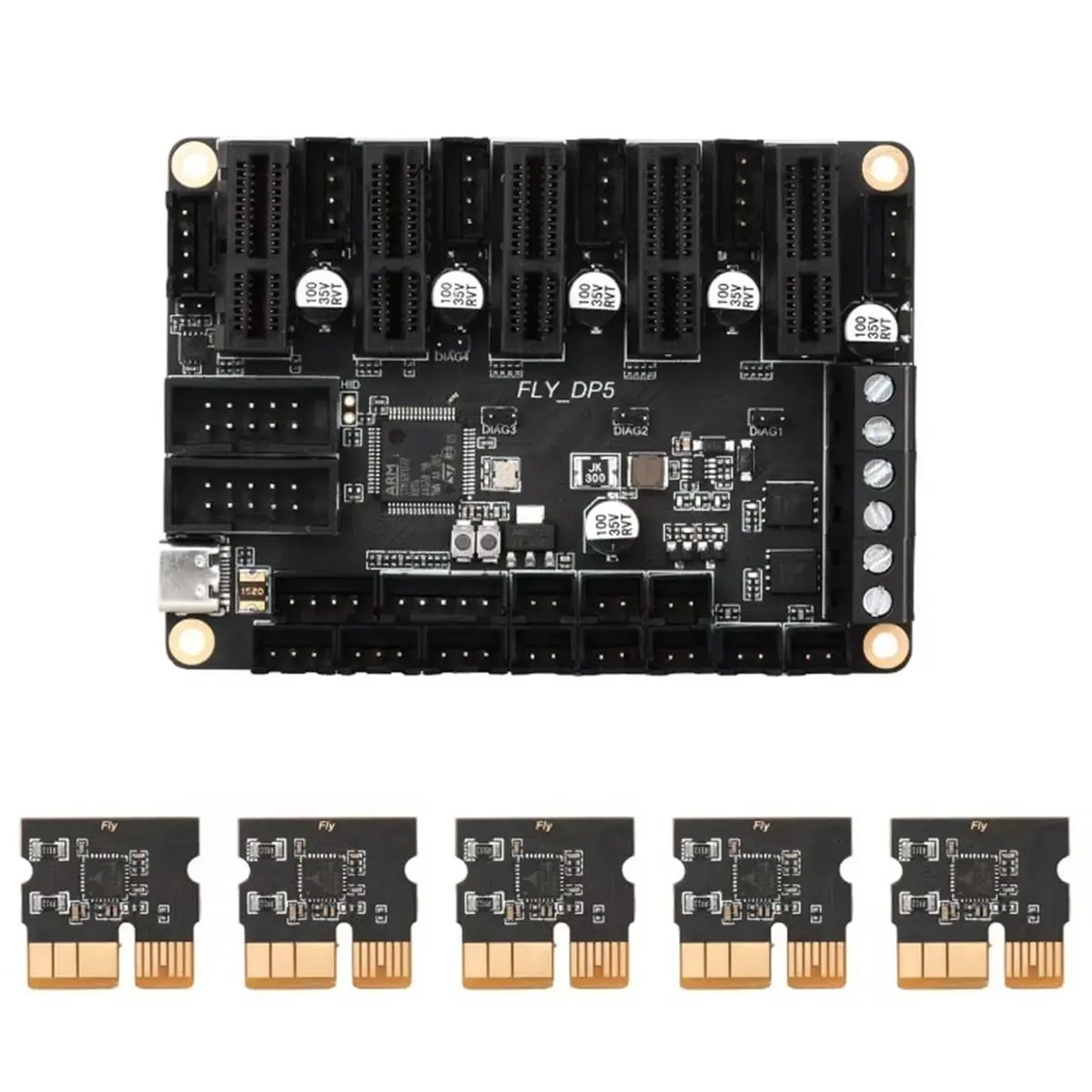 Fly-DP5 Control Board 32-Bit ARM Chip, PCIe,RGB Driver,CAN Bus,DIAG Homing, and Klipper Support for DIY 3D Printer Parts