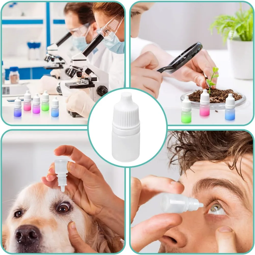 Gotero de plástico vacío con tapa de rosca y tapón, botellas de aceite esencial para ojos, contenedores para apretar, 3/5/10/15/20/30/50ml, 50 piezas