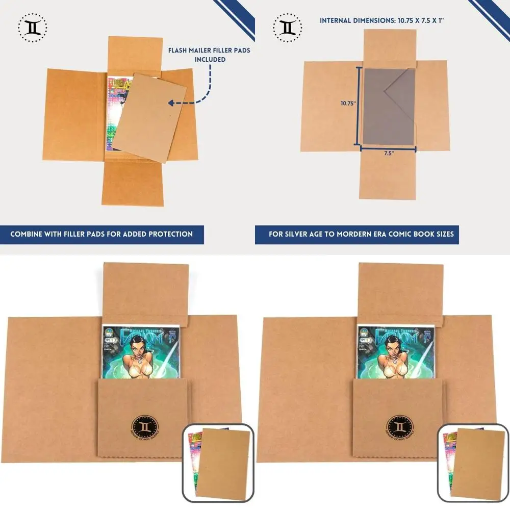

Comic Book Mailers with Acid-Free Pads | Pack of 50 for Safe Shipping and Protection | Keep Flat, Crush Proof, and Unbent