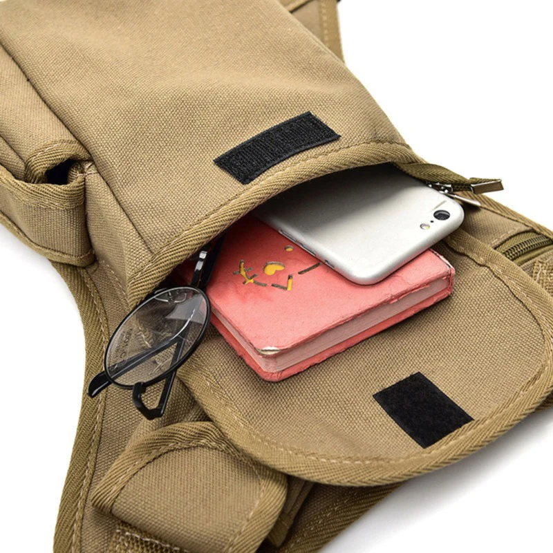 Wear Resistant Canvas Drop Leg Bag Multifunctional Outdoor Sports Waist Pack Men Cycling Hiking Travel Storage Fanny Pouch
