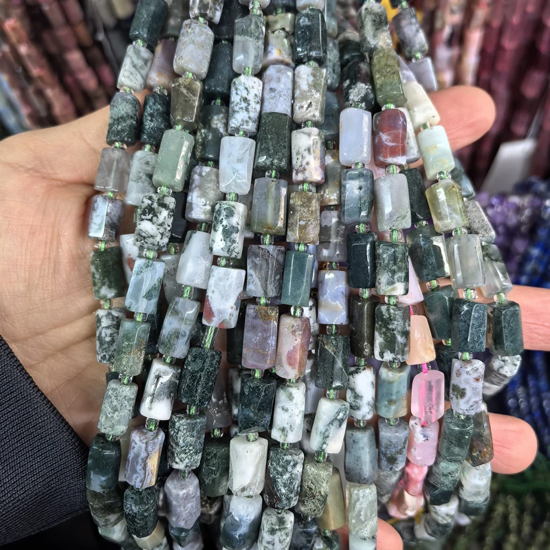 Natürliche Zylinder Stein Perle Bunte Weiße Jaspis Quarz Rohr Charms Perlen Für Schmuck Machen Diy Armbänder Halskette – Detail 25