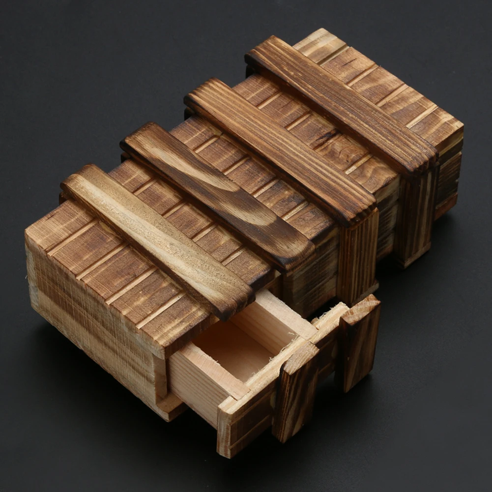 Wooden Secret Compartment Box Lightweight with 3 Drawers Brain Teaser Box Flexible Fingers Party Props for Children Adult Gifts