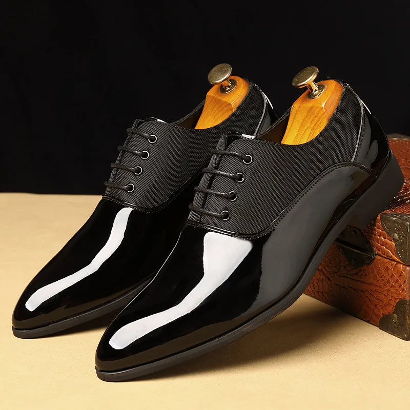 Office Men Dress Shoes  New patent leather Men Formal Shoes Leather Luxury Fashion Groom Wedding Shoes Men Oxford Shoes Dress 48