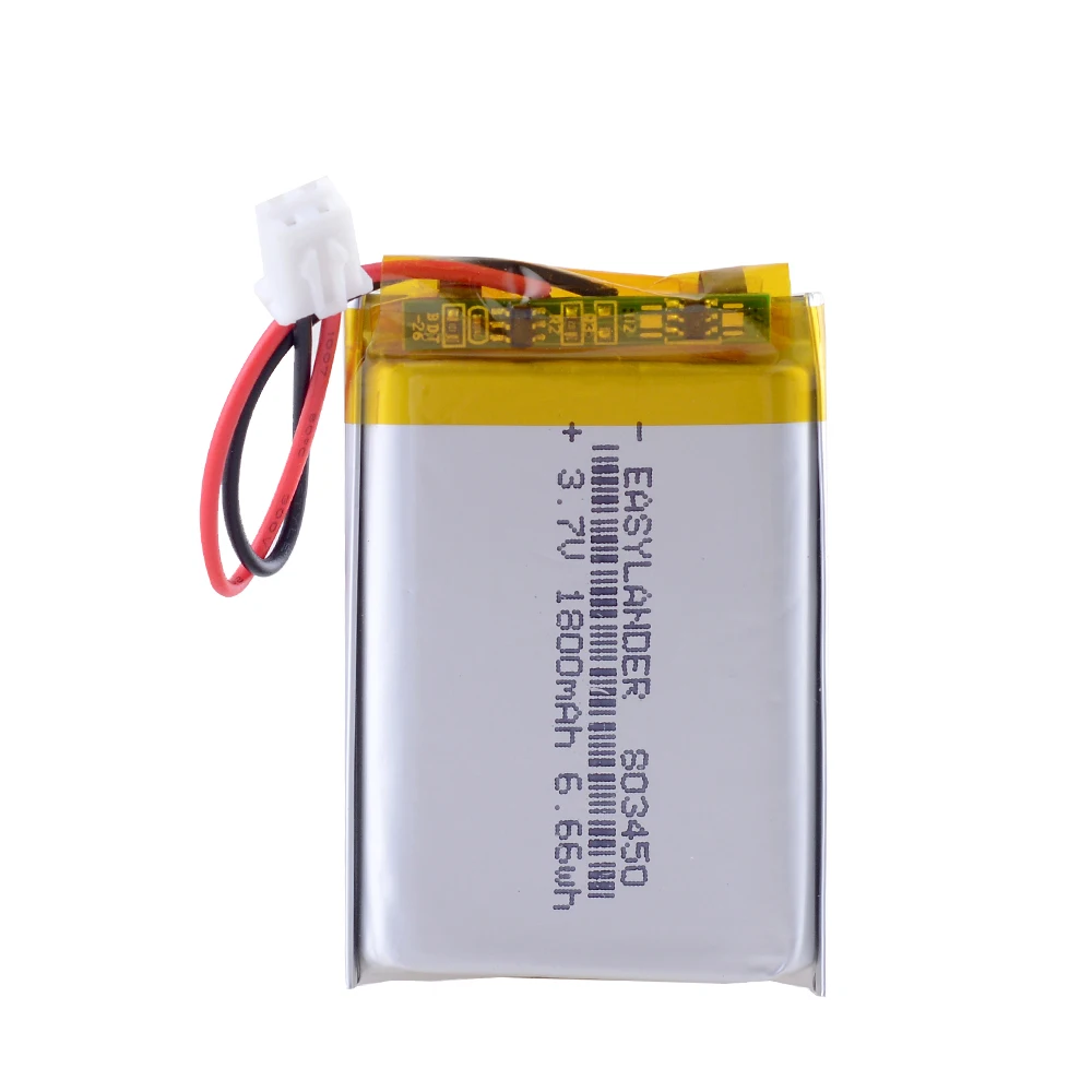JST 2.54mm 2pin 3.7V 1800mAh Lithium Polymer Rechargeable Battery with connector For MP3 camera GPS 803450 Corsair Void Pro