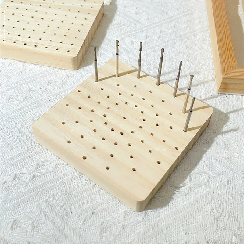 

81/61 Hole Nail Drill Storage Display Container Wooden Nail Tabletop Storage Stand Board Manicure Tool Drill Grinding Head Hold