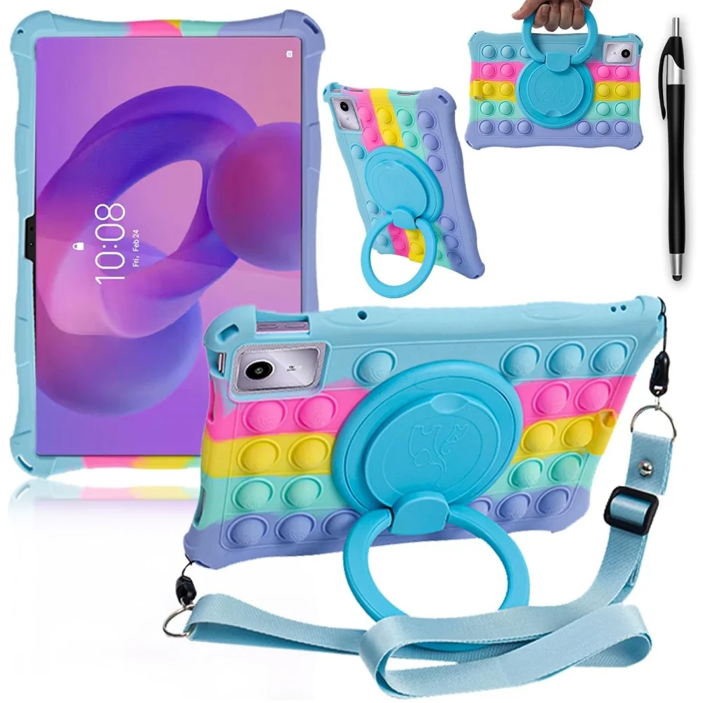 

Rotatable Stand Kids Case for Lenovo Idea Tab 11 Silicone Bubble Cartoons Case for Lenovo Tab M11 Tablet TB335 TB336 TB330 TB331