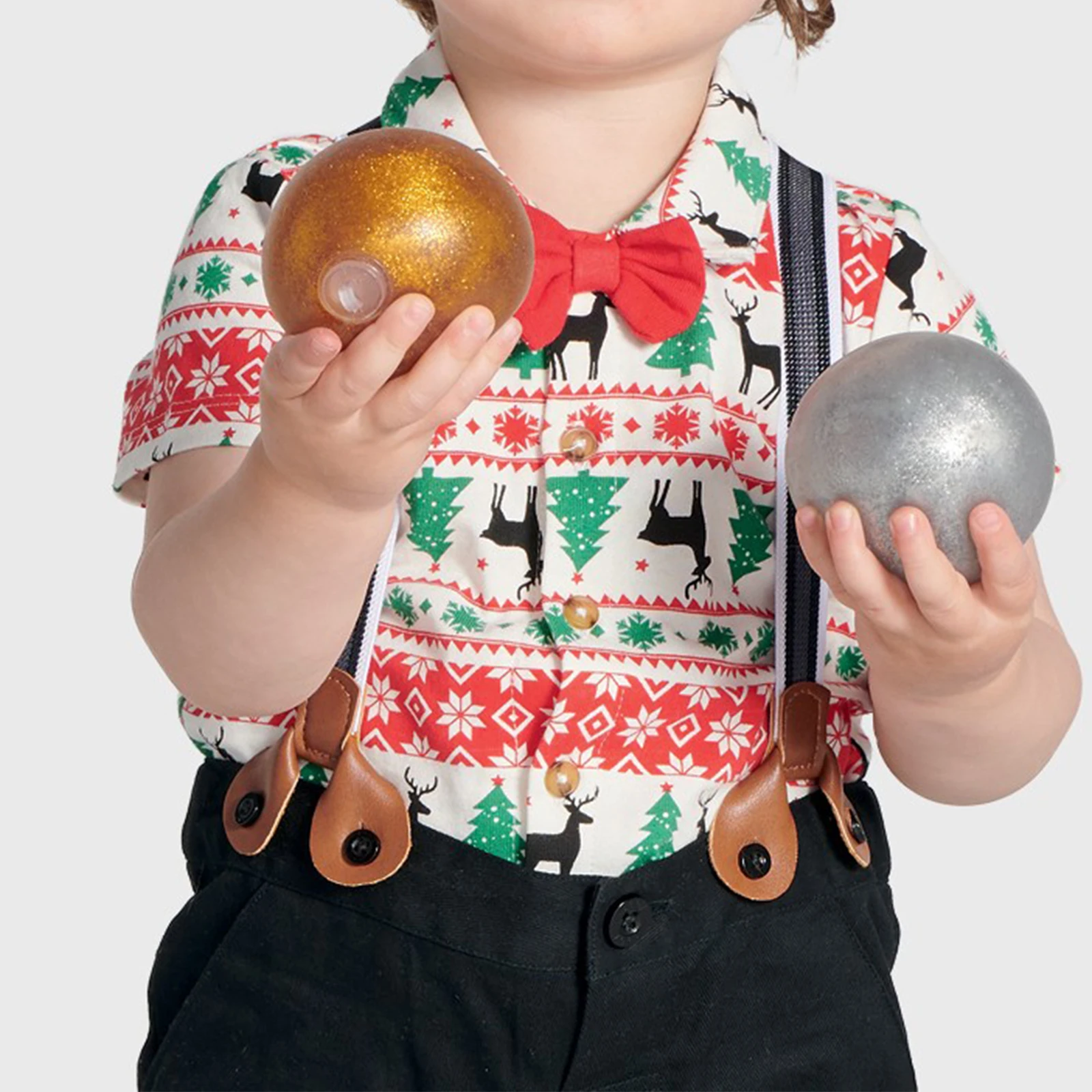 Toddler Baby Boys Christmas Clothing Snowflake Deer Christmas Tree Print Long Sleeve Bowtie Shirts Long Pants 2Pcs Kids Outfits