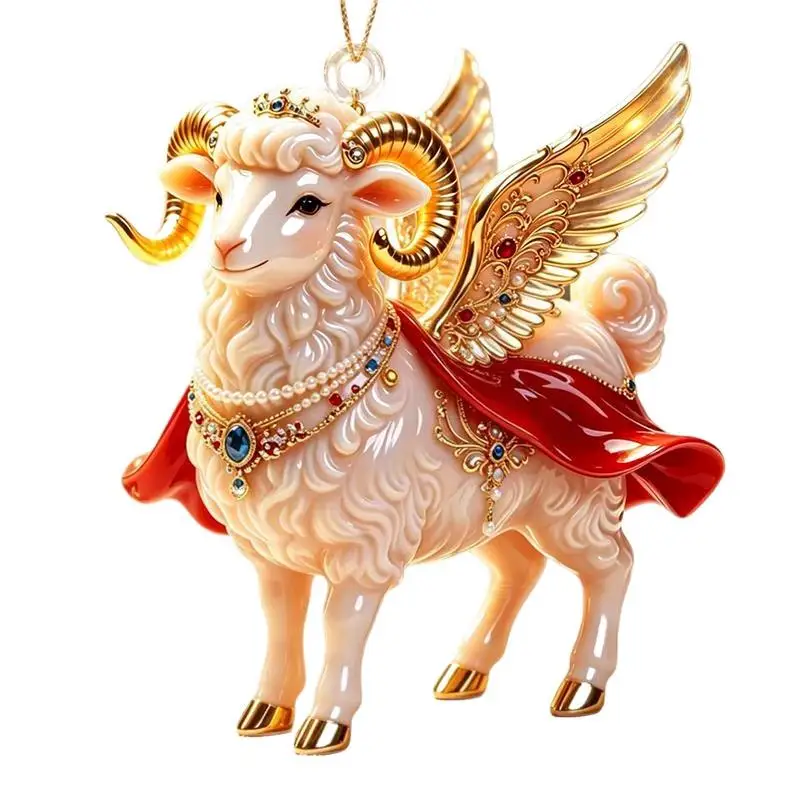 Christmas Hanging Sheep Ornament Flat Acrylic Cute Lamb Pendant for Xmas Tree Wedding Holiday Event Home Decor